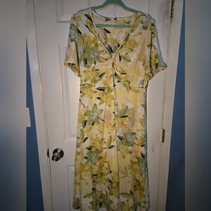 SheIn Curve Floral Yellow and Green Dress